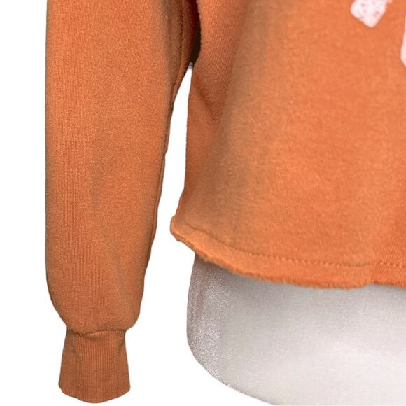 NWOT SMILEY WORLD Spread Kindness Orange Smiley Face‎ Cropped Sweatshirt Size S - Picture 6 of 10